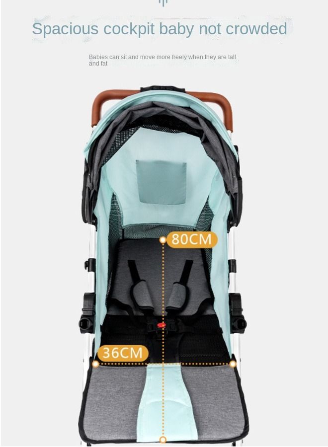 Lightweight Baby Stroller With One-click Folding, Two-way, Oversized Canopy, Removable Tray, and insect protection net, suitable for infants from 0 to 36 months, Adjustable Canopy, and Trolley Handle for Easy Air Travel, Stroller With 5-Point Safety Belt etc., - Blue