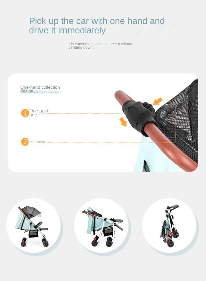Lightweight Baby Stroller With One-click Folding, Two-way, Oversized Canopy, Removable Tray, and insect protection net, suitable for infants from 0 to 36 months, Adjustable Canopy, and Trolley Handle for Easy Air Travel, Stroller With 5-Point Safety Belt etc., - Blue