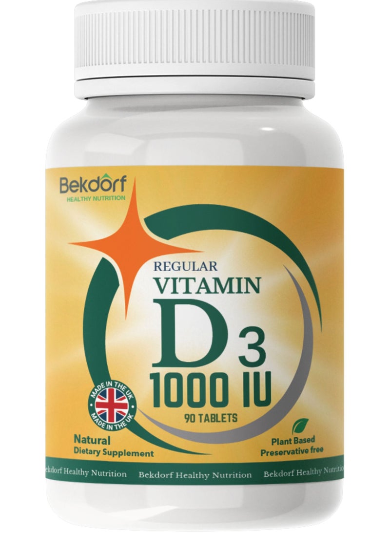 Natural Vitamin D3 1000 IU - 90 Tablets (Preservative Free)