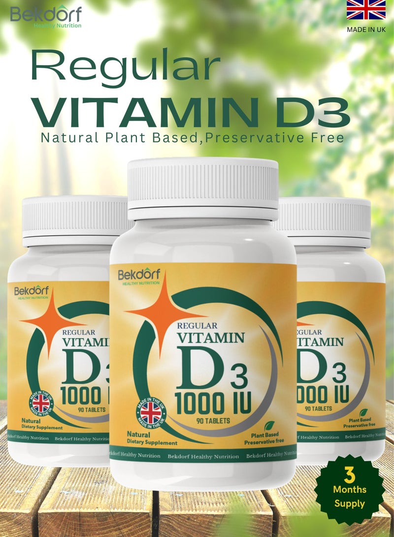 Natural Vitamin D3 1000 IU - 90 Tablets (Preservative Free)