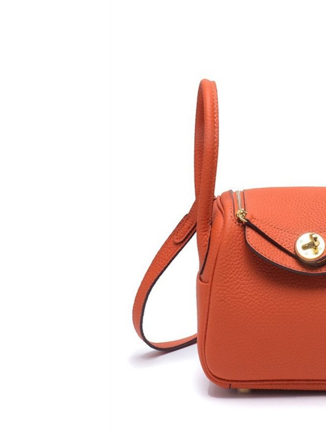 Leather One-Shoulder Portable Pillow Bag Orange