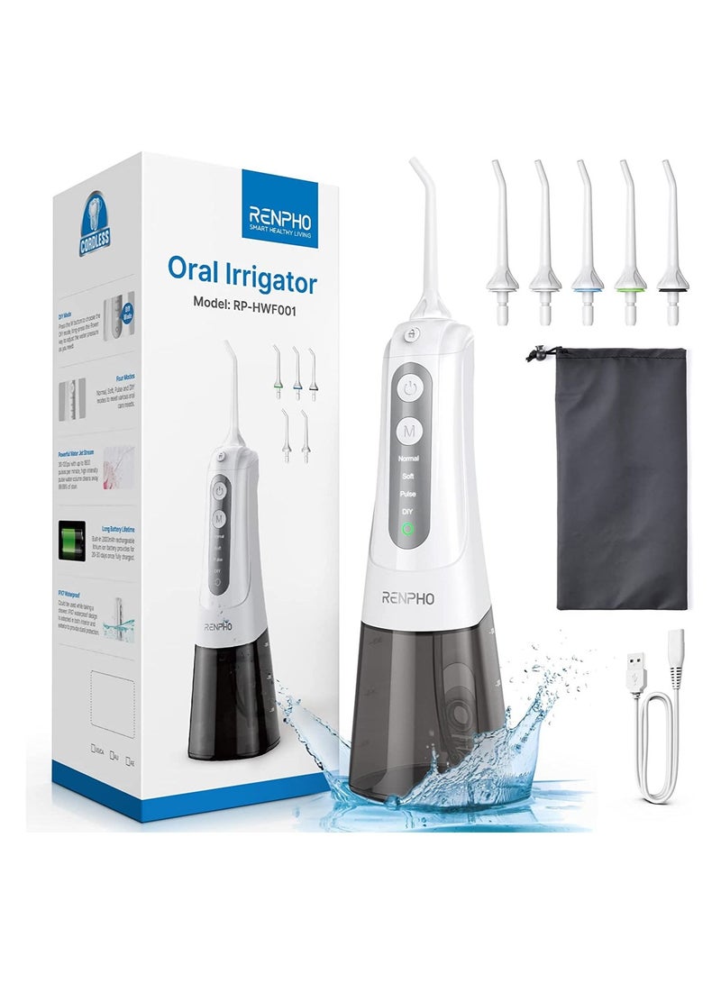 RENPHO 300ml Waterproof Dental flosser, Oral Irrigator Cordless Water Flosser Rechargeable