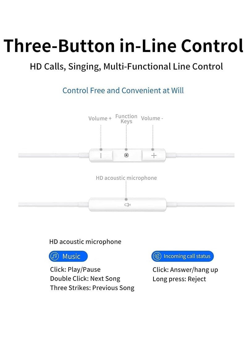 For iPhone Earphones Wired Headphones Built-in Mic & Volume Control & Noise Cancellation In-Ear Earphones Earbuds Compatible for iPhone 11/12/13 Pro/XS Max/8/8plus 7/7plus Support for all iOS