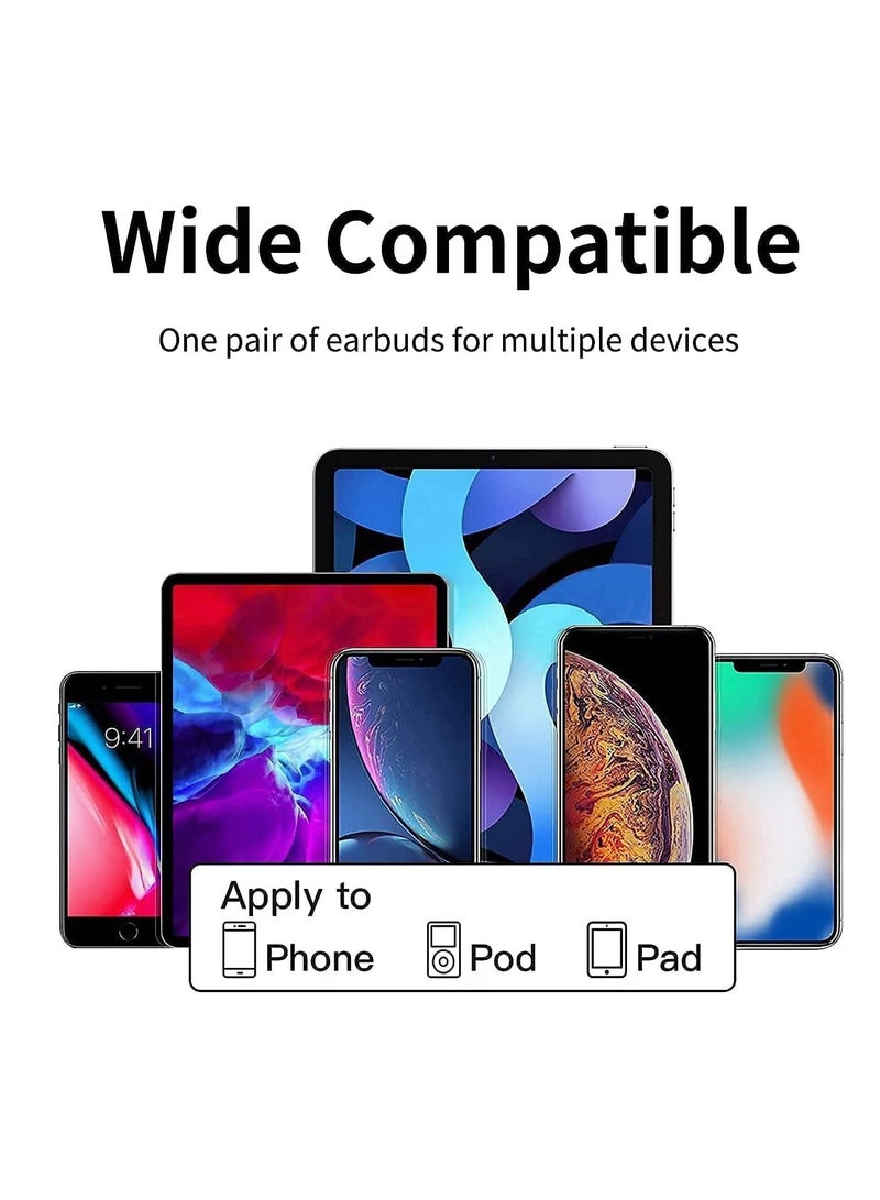 For iPhone Earphones Wired Headphones Built-in Mic & Volume Control & Noise Cancellation In-Ear Earphones Earbuds Compatible for iPhone 11/12/13 Pro/XS Max/8/8plus 7/7plus Support for all iOS