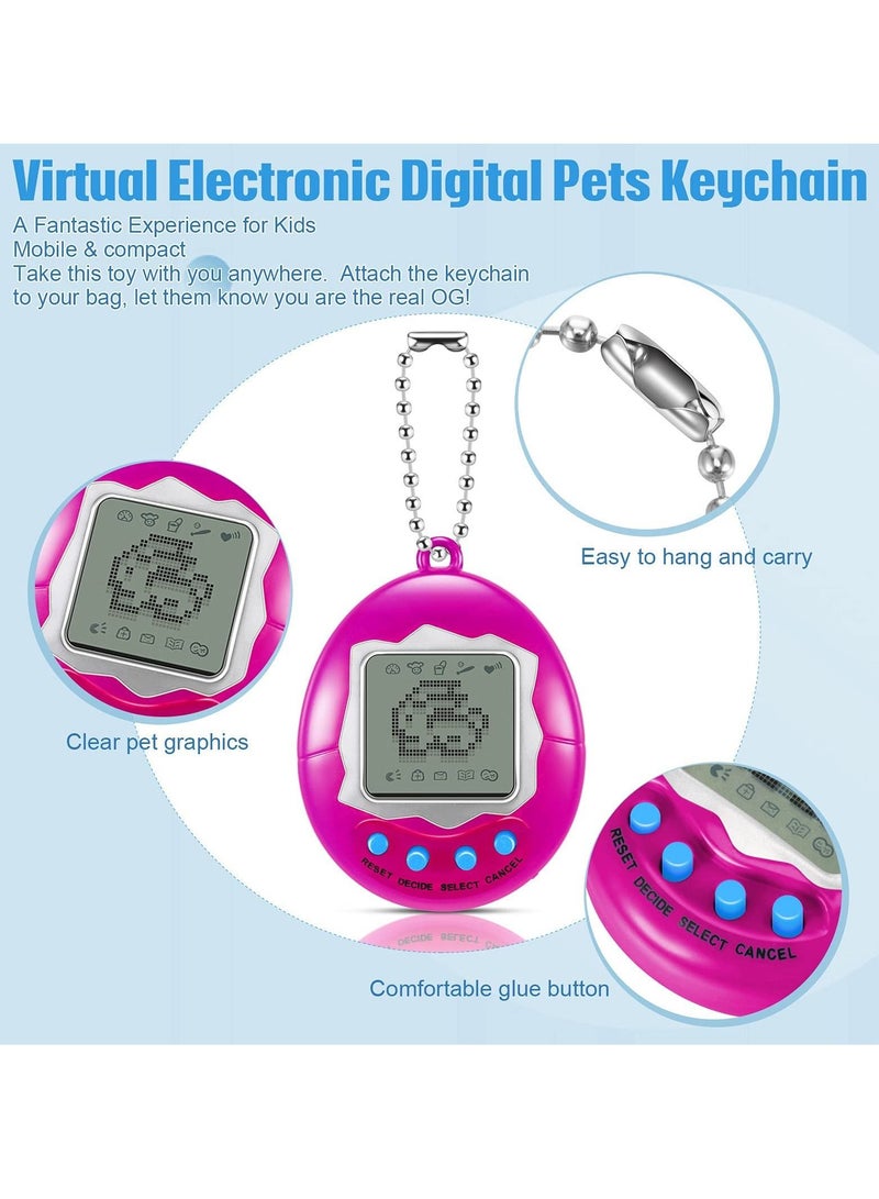Virtual Electronic Digital Pet Keychain, Game Digital Game Keychain Nostalgic Virtual Digital Pet Retro Handheld Electronic Game Machine with Keychain for Boys Girls, 4 Pieces