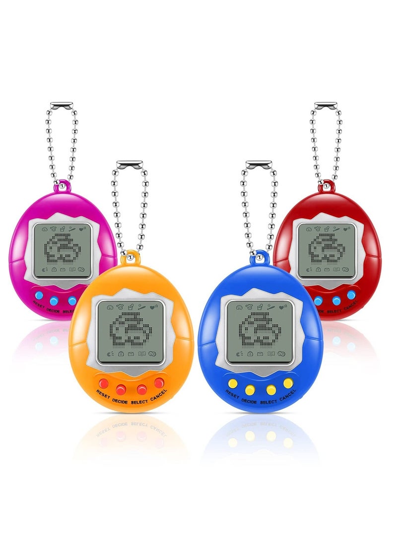 Virtual Electronic Digital Pet Keychain, Game Digital Game Keychain Nostalgic Virtual Digital Pet Retro Handheld Electronic Game Machine with Keychain for Boys Girls, 4 Pieces