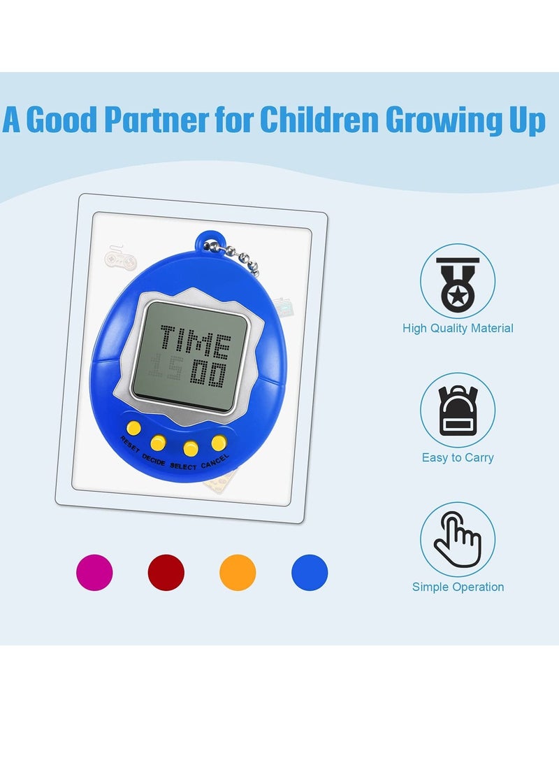 Virtual Electronic Digital Pet Keychain, Game Digital Game Keychain Nostalgic Virtual Digital Pet Retro Handheld Electronic Game Machine with Keychain for Boys Girls, 4 Pieces