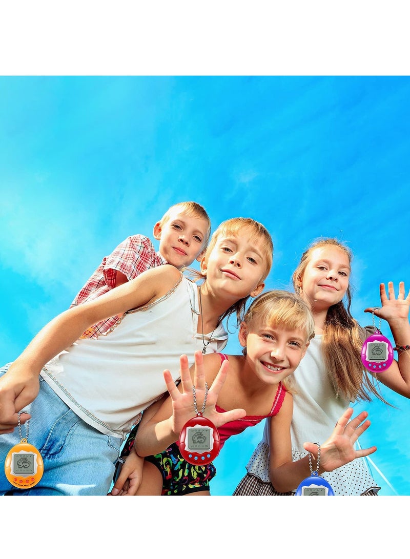 Virtual Electronic Digital Pet Keychain, Game Digital Game Keychain Nostalgic Virtual Digital Pet Retro Handheld Electronic Game Machine with Keychain for Boys Girls, 4 Pieces