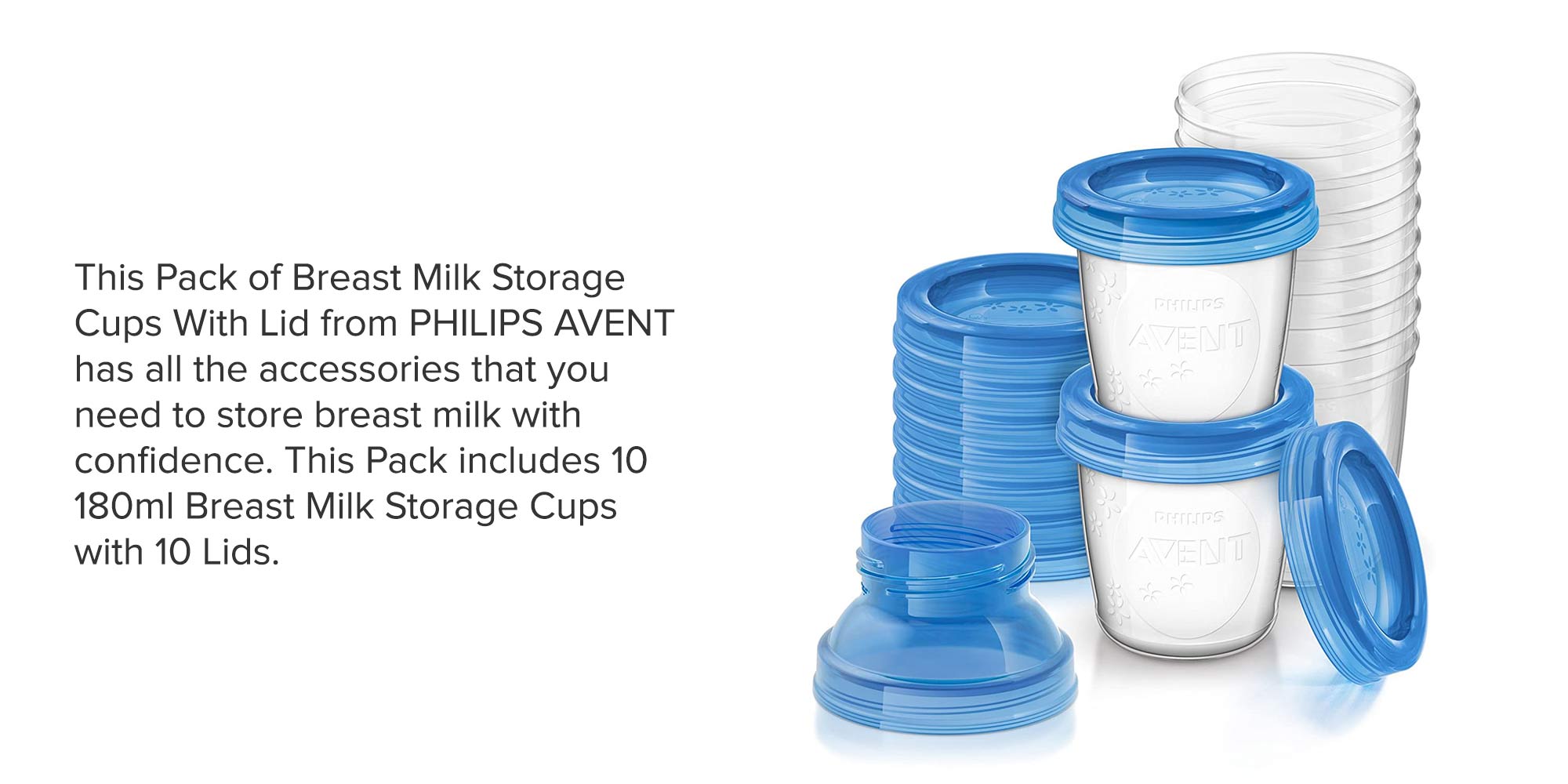 Pack Of 10 Breast Milk Storage Cups With Lids