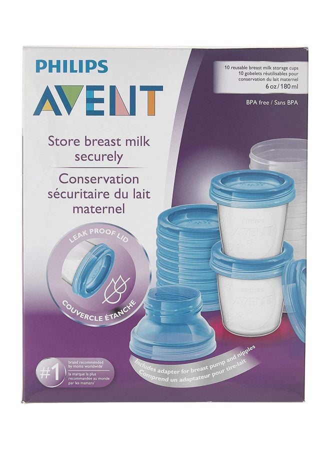 Pack Of 10 Breast Milk Storage Cups With Lids