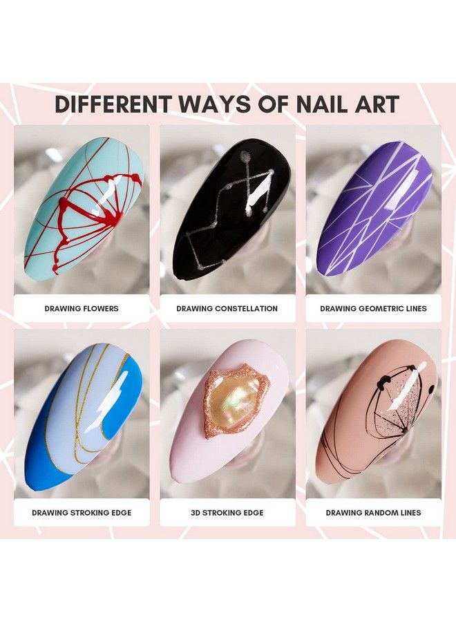 Spider Gel For Nail Art 6 Colors Elastic Nail Art Paint Drawing Spider Gel For Line White Black Red Rose Gold Silver Fall Color Liner Gel Polish Set For Home Salone Nail Tech Diy Nail Art