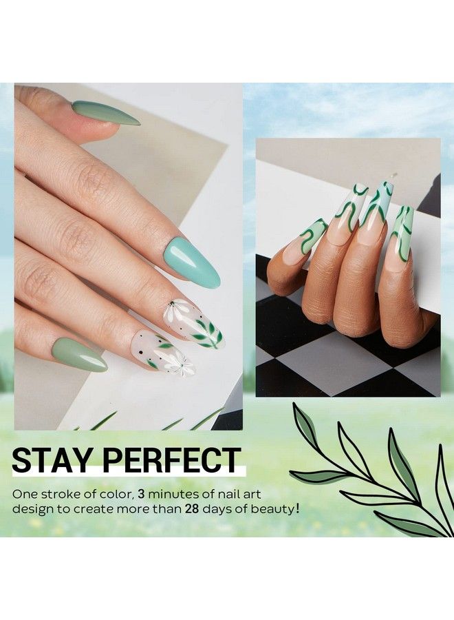Gel Nail Polish Set Sage Pine Eucalyptus Turquoise Greenblue Misty Grey Colors Soak Off Long Lasting 6 Pcs Starter Kit Mori Style Nail Art Diy Design Salon Manicure Gift For Women Girls