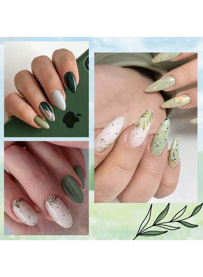 Gel Nail Polish Set Sage Pine Eucalyptus Turquoise Greenblue Misty Grey Colors Soak Off Long Lasting 6 Pcs Starter Kit Mori Style Nail Art Diy Design Salon Manicure Gift For Women Girls