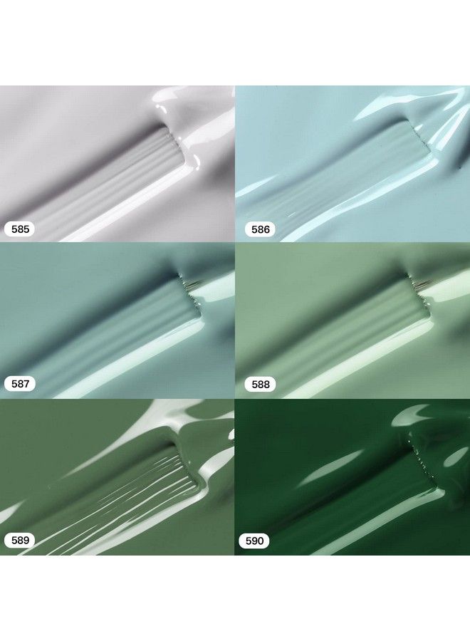 Gel Nail Polish Set Sage Pine Eucalyptus Turquoise Greenblue Misty Grey Colors Soak Off Long Lasting 6 Pcs Starter Kit Mori Style Nail Art Diy Design Salon Manicure Gift For Women Girls