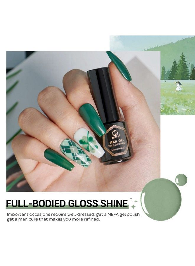 Gel Nail Polish Set Sage Pine Eucalyptus Turquoise Greenblue Misty Grey Colors Soak Off Long Lasting 6 Pcs Starter Kit Mori Style Nail Art Diy Design Salon Manicure Gift For Women Girls