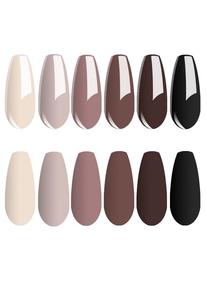 Nude Brown Collection Gel Nail Polish Set 6 Colors Gel Polish Set Kit Uv Led Soak Off Gel Polish 0.27 Oz 8Ml