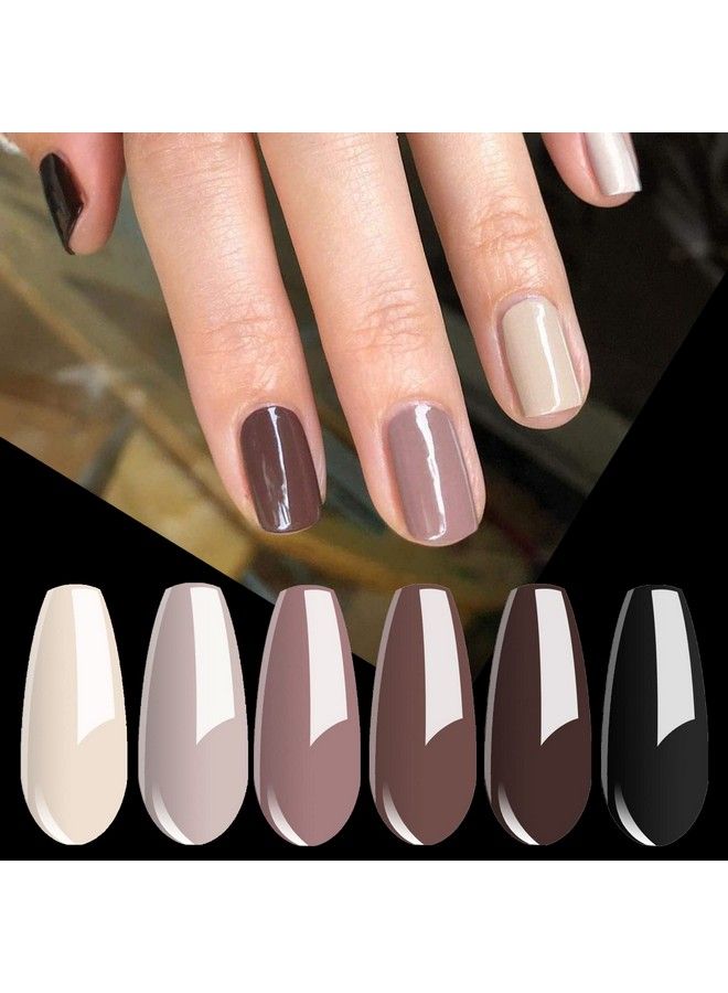 Nude Brown Collection Gel Nail Polish Set 6 Colors Gel Polish Set Kit Uv Led Soak Off Gel Polish 0.27 Oz 8Ml