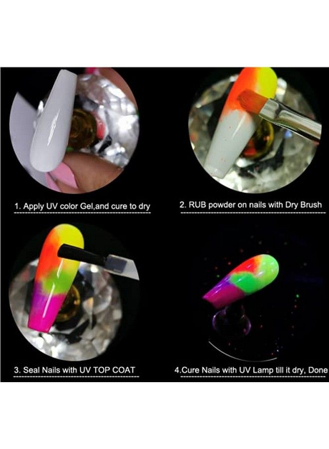 Neon Phosphor Pigment Powder Set Fluorescent Nail Glitter Eye Powder Manicure Decoration Nail Art Dust Pigment Paillettes (C)