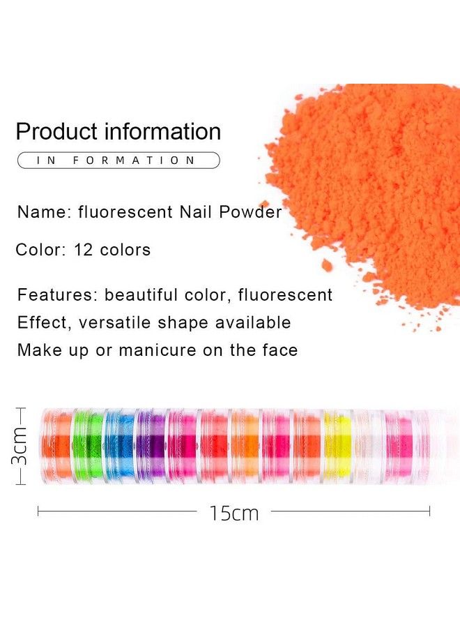 Neon Phosphor Pigment Powder Set Fluorescent Nail Glitter Eye Powder Manicure Decoration Nail Art Dust Pigment Paillettes (C)