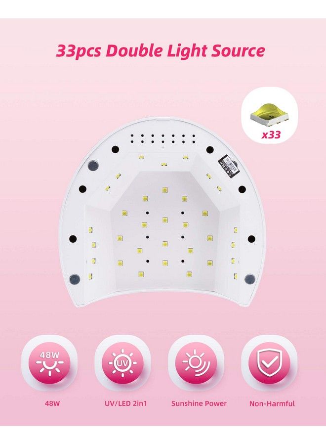 Uv Led Nail Lamp 48W Gel Uv Nail Lamp Gel Nail Light Nail Dryer For Nails With 4 Timer Setting Sensor For Home Salon