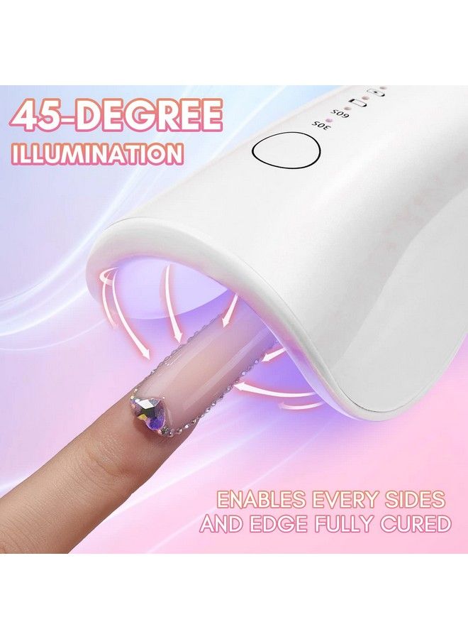 Mini Uv Led Nail Lamp Rechargeable Uv Light For Nail Portable Nail Rhinestone Glue Gel Led Lamp Nail Charms Flash Curing Gel Polish Nail Dryer With 2 Timers Manicure Gel Lamp For Nail Art