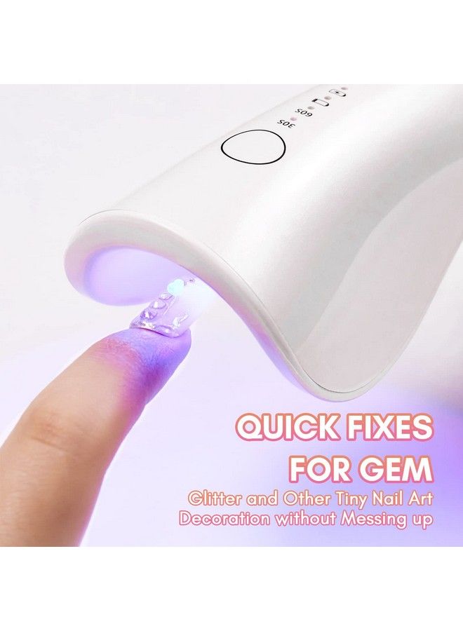 Mini Uv Led Nail Lamp Rechargeable Uv Light For Nail Portable Nail Rhinestone Glue Gel Led Lamp Nail Charms Flash Curing Gel Polish Nail Dryer With 2 Timers Manicure Gel Lamp For Nail Art