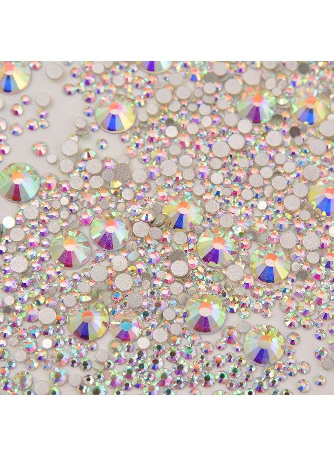 8000Pcs Non Hotfix Rhinestones 10 Sizes Flatback Crystal Glass Rhinestones With Tweezers And Picking Pen For Nail Art Clothes Bags Phone Decorations Crafts Diy (001Ab Crystal Ab Mix Ss3Ss30)