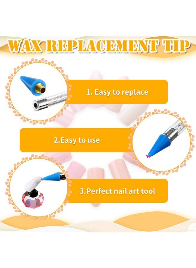 16 Pieces Nail Rhinestones Picker Wax Replacement Head Tips With Case For Nail Dotting Pen To Pick Up Nail Gem Jewelry Replacement Wax Head Accessories (Assorted Colors)