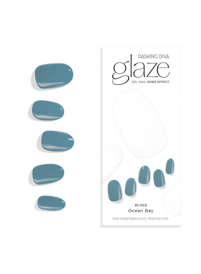 Glaze Nail Strips Ocean Bay Works With Any Led Nail Lamp Long Lasting Chip Resistant Semicured Gel Nail Strips Contains 34 Salon Quality Blue Nail Wraps 1 Prep Pad 1 Nail File