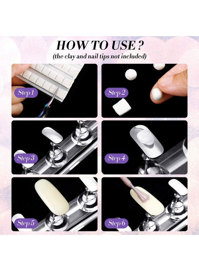 6 Sets Nail Tips Stand Holder Acrylic Nail Tips Practice Display Stand Magnetic Nail Art Holder Manicure Finger Training Stands For Diy Nail Salon (Silver)