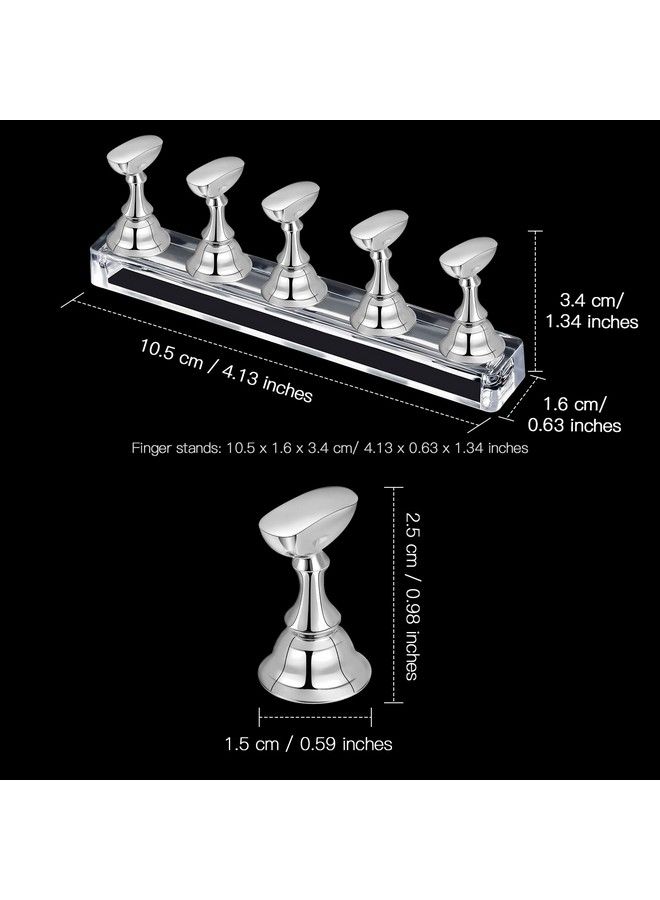 6 Sets Nail Tips Stand Holder Acrylic Nail Tips Practice Display Stand Magnetic Nail Art Holder Manicure Finger Training Stands For Diy Nail Salon (Silver)