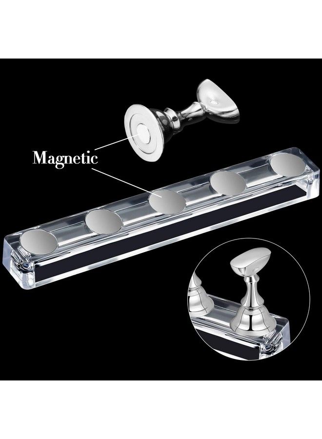 6 Sets Nail Tips Stand Holder Acrylic Nail Tips Practice Display Stand Magnetic Nail Art Holder Manicure Finger Training Stands For Diy Nail Salon (Silver)