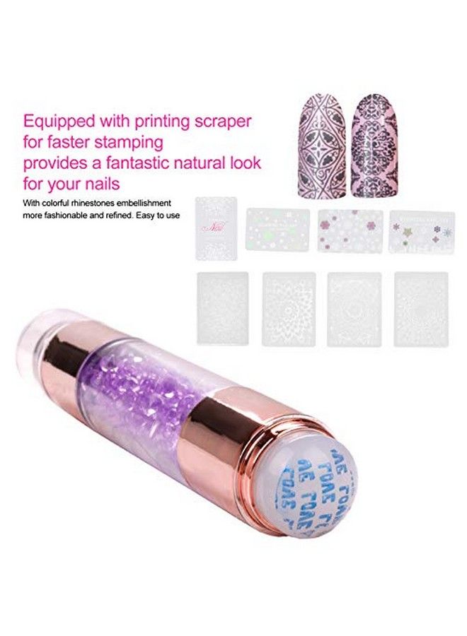 4Sets Manicure Art Stampers Silicone Stamp Pens Nail Stamping Plates Double Ended Wnail Seal Plate Manicure Stamp Pen For Home Nail Salon Use