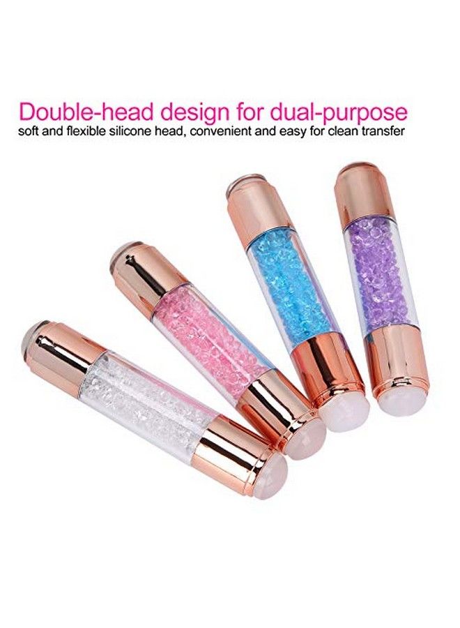 4Sets Manicure Art Stampers Silicone Stamp Pens Nail Stamping Plates Double Ended Wnail Seal Plate Manicure Stamp Pen For Home Nail Salon Use