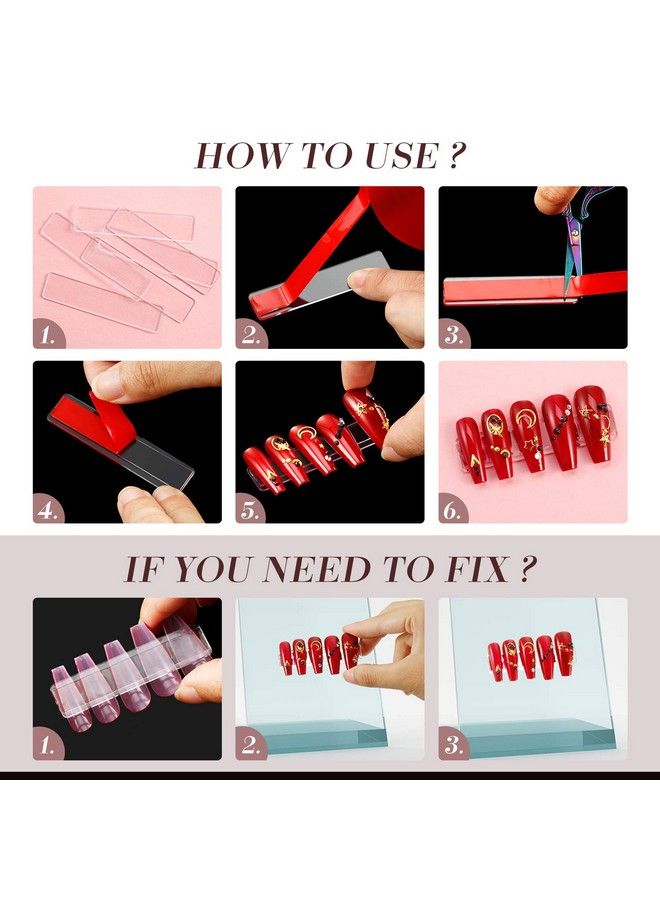 100 Pieces Nail Design Tips Display Stand Holder With 10 M Double Sided Tape Nail Design Practice Holder And Removable Mounting Tape For Nail Salon Home Nail Accessory Office Decor