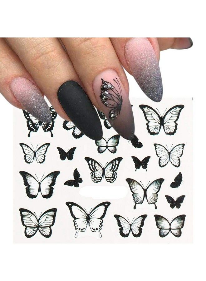 30 Sheets Nail Butterfly Sticker Black And White Colorful Butterfly Nail Sticker Water Transfer Decal For Girls Nail Art Design Sticker Nail Decorative Products