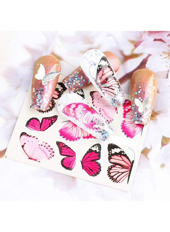30 Sheets Nail Butterfly Sticker Black And White Colorful Butterfly Nail Sticker Water Transfer Decal For Girls Nail Art Design Sticker Nail Decorative Products