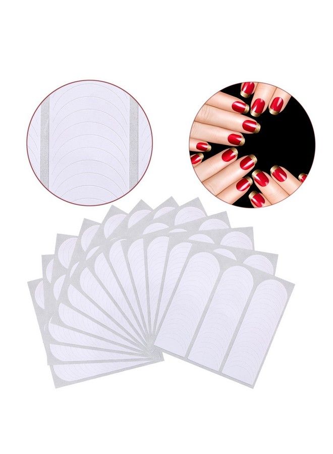 576 Pieces French Manicure Nail Stickers Strips Self Adhesive Nail Sticker Tips For Manicure Decoration Diy Tools (Moon Shape Design 576 Pieces)