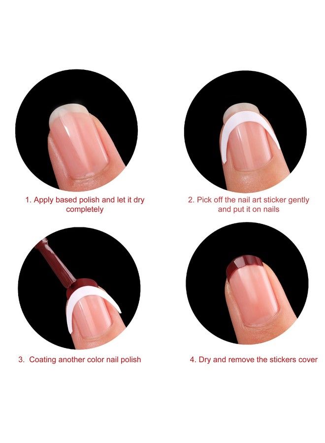 576 Pieces French Manicure Nail Stickers Strips Self Adhesive Nail Sticker Tips For Manicure Decoration Diy Tools (Moon Shape Design 576 Pieces)