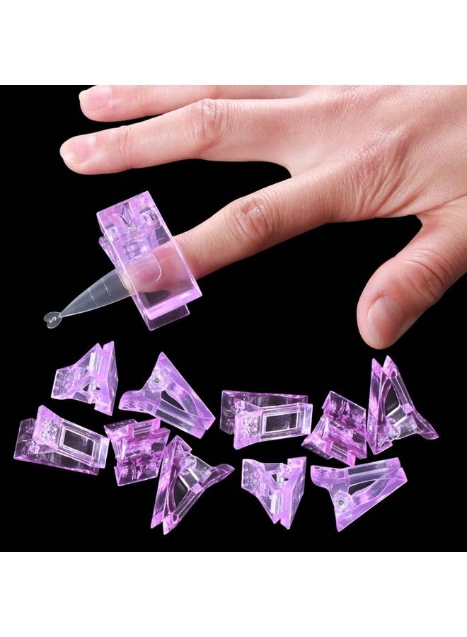10 Pcs Nail Tips Clip Purple Color For Quick Building Polygel Nail Forms Nail Tip Clips For Polygel Nail Extension Forms Uv Led Builder Clamps Diy Manicure Nail Art Tool