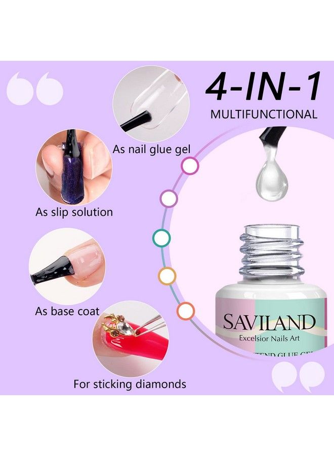 4In1 Nail Glue Gel Nail Glue For Acrylic Nails，2Pcs 15Ml Super Strong Brush On Nail Glue Gel For False Nails，U Vled Lamp Required，Women