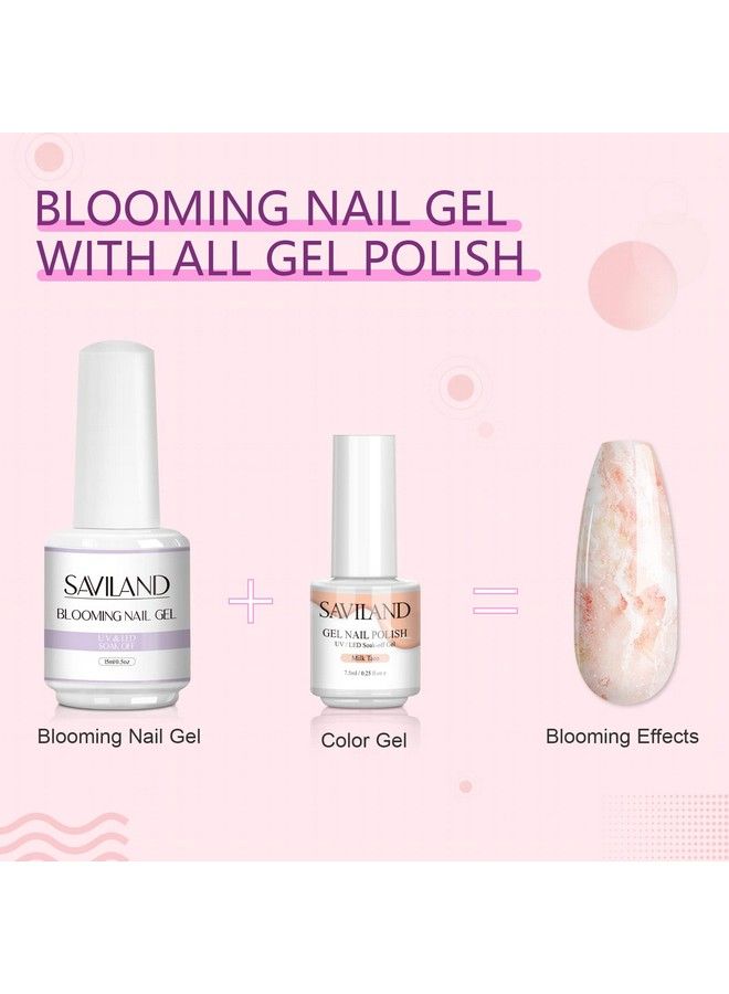 Blooming Nail Gel 15Ml Clear Blooming Nail Gel Nail Polish Blossom Gel Soak Off U V Led With Nail Art Brush Manicure Kit For Spreading Marbles Effect Nail Salon Home Diy