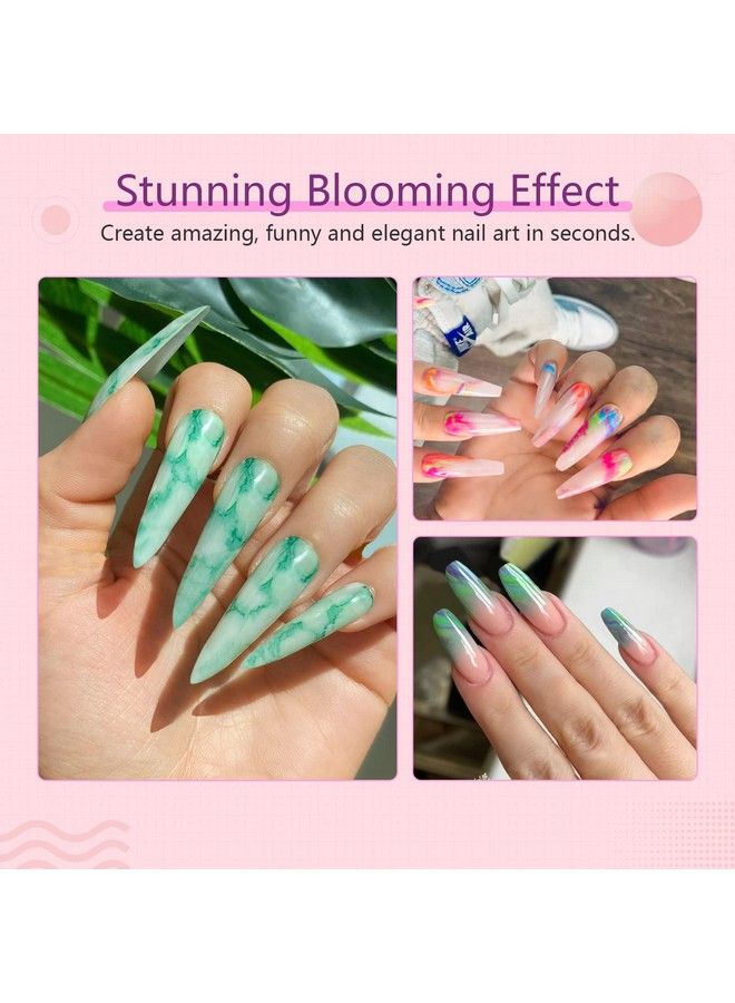 Blooming Nail Gel 15Ml Clear Blooming Nail Gel Nail Polish Blossom Gel Soak Off U V Led With Nail Art Brush Manicure Kit For Spreading Marbles Effect Nail Salon Home Diy