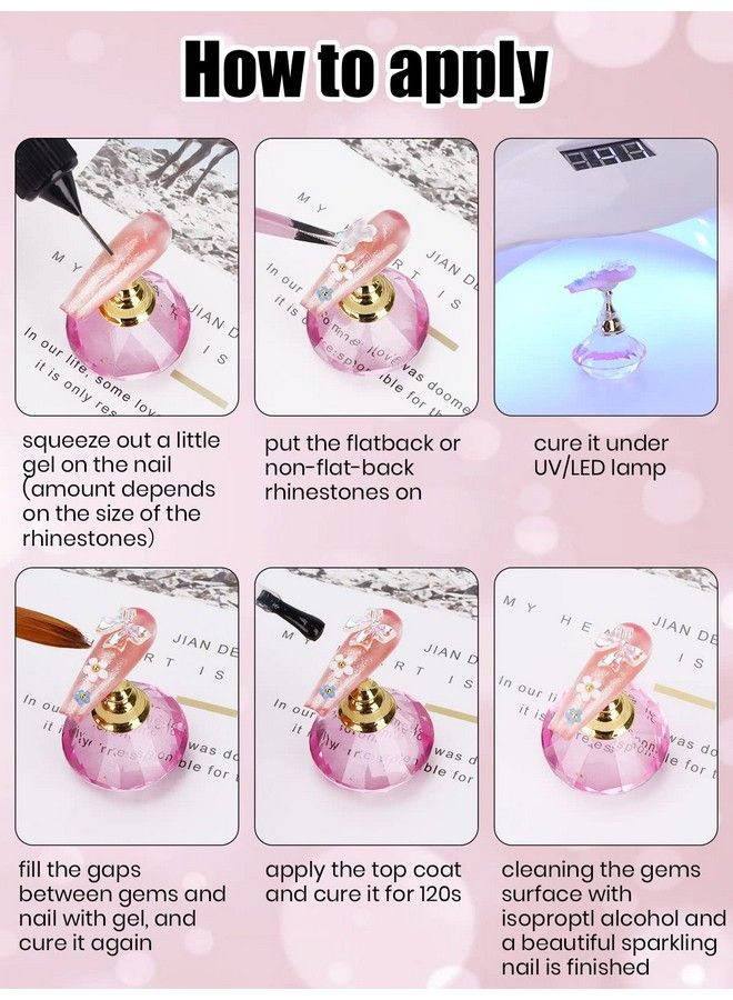 2Pcs Rhinestone Glue For Nails Gems Ebanku Clear Nail Glue Gel Pen Tips For Filling Gem Crystal Diamond Jewelry Nail Decoration (20Ml)