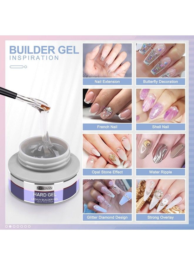 Builder Gel Nail Kit 6 Colors Uv Gel Builder For Nail Extension Clear White Hard Gel Set With Gel Nail Forms Brush For Beginners Diy Nail Art Supplies