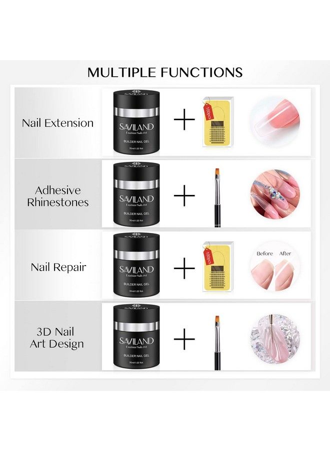 Builder Nail Gel With Air Cushion Design Clear Hard Gel For Nails Extension Gel Builder Base Gel & Nail Strengthener Gel Nail Art Manicure Set With 100Pcs Nail Forms And Acrylic Nail Brush