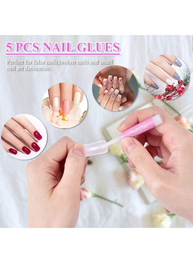 Clear Acrylic Nail Tips Morgles 500Pcs French Nail Tips Clear Fake Nails Half Cover Clear Nail Tips For Acrylic Nails With Glue Nail File Nail Clipper Cuticle Fork For Nail Art
