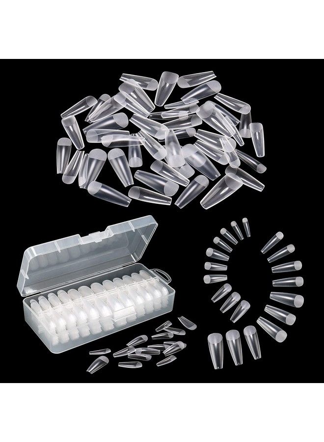 False Nail Tips 432Pcs Clear Matte Coffin Full Cover Nail Tips For Soak Off Nail Extension Acrylic False Press On Nails With Box For Nail Art Salon And Home Diy 10 Sizes