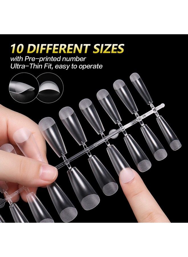 False Nail Tips 432Pcs Clear Matte Coffin Full Cover Nail Tips For Soak Off Nail Extension Acrylic False Press On Nails With Box For Nail Art Salon And Home Diy 10 Sizes