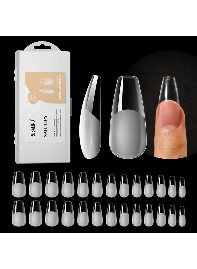 264Pcs Half Matte Medium Coffin Fake Nail Tipsrosalind Press On Nails Medium Coffin Full Cover False Nail Tips Diy Manicure Salon Artificial Extension Nails For Women(Onesided No File)